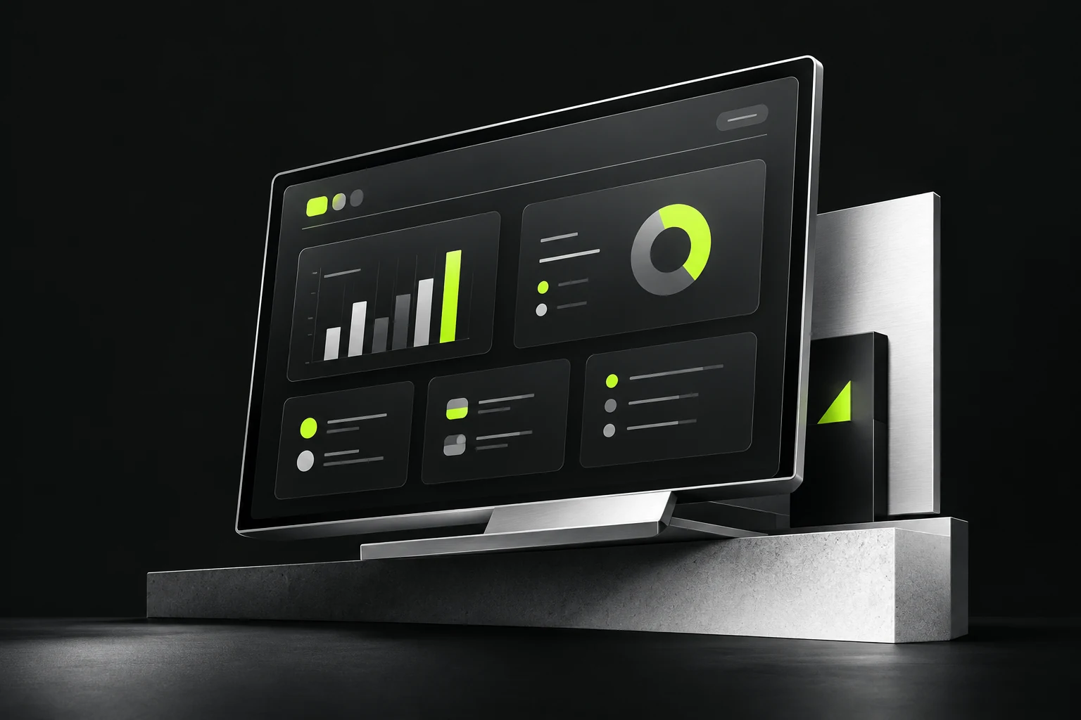 Illustrative desktop interface and connected business tools