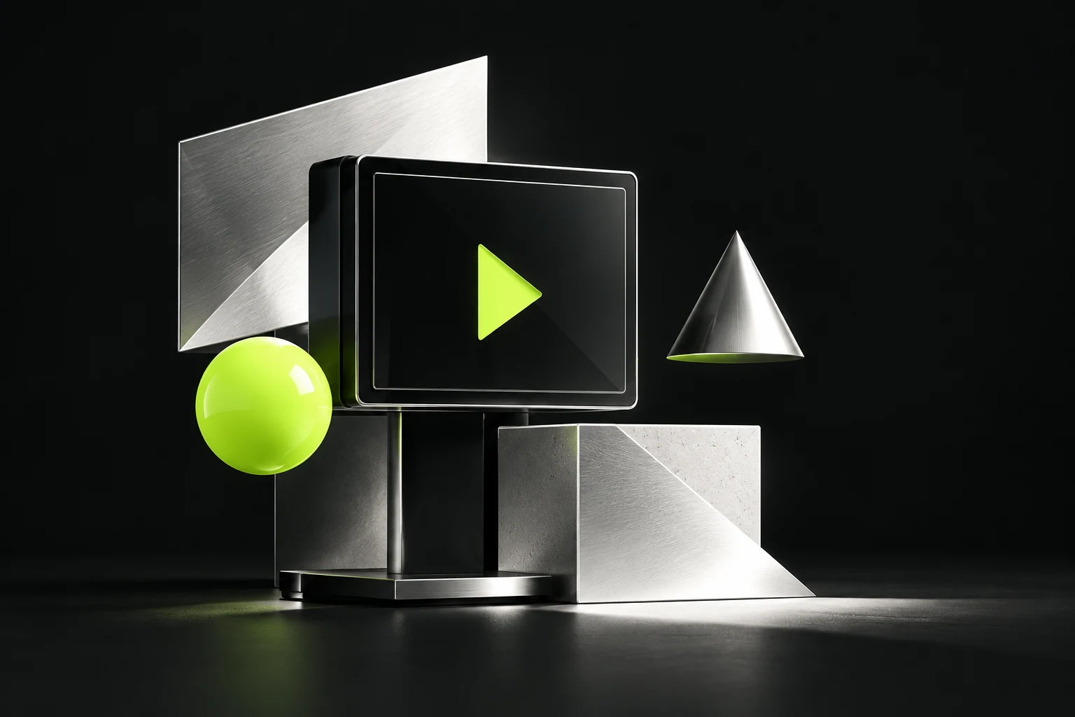 Sculptural display, play symbol and geometric forms